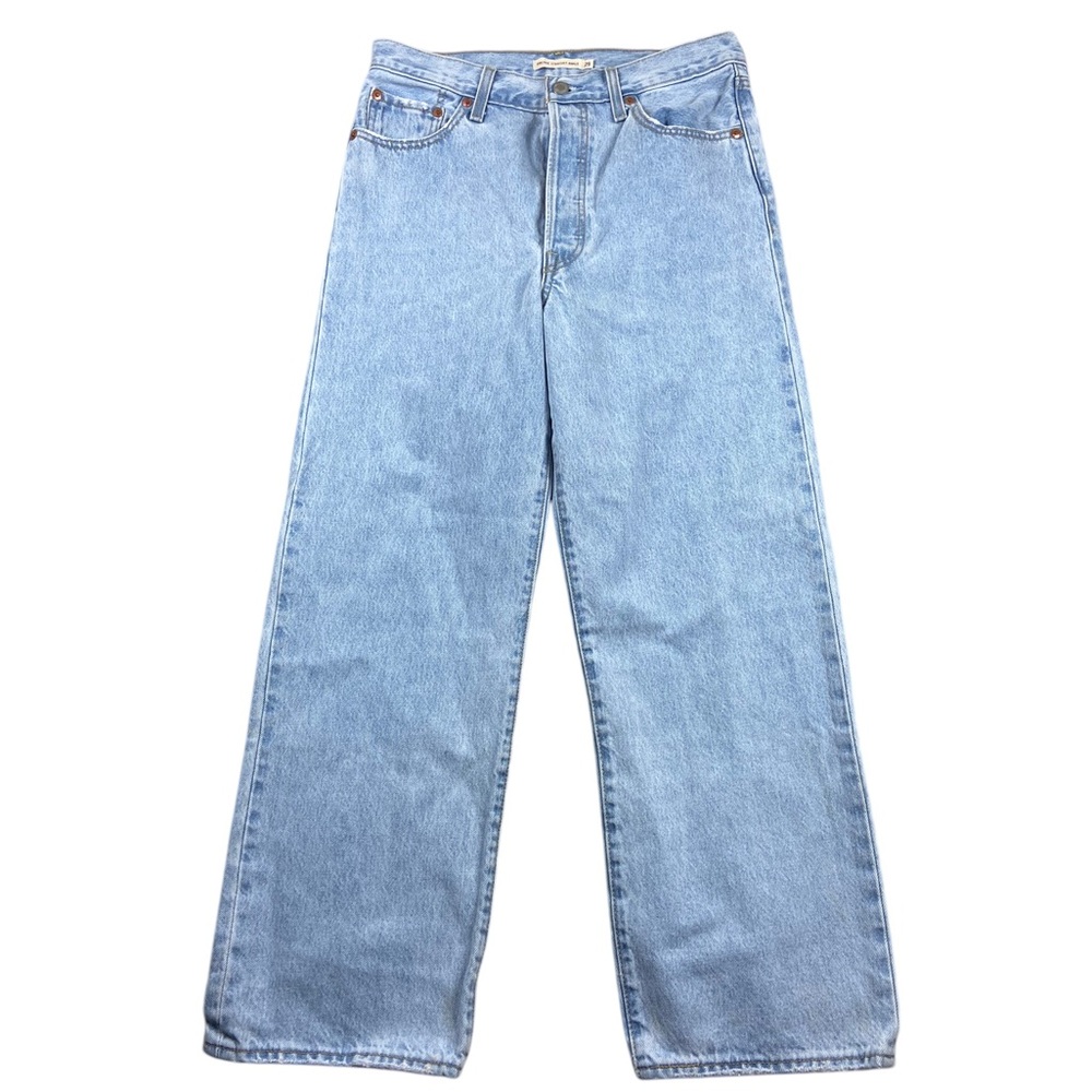 Levi's Premium Ribcage Straight Ankle Jeans Womens 29 Button Fly Blue